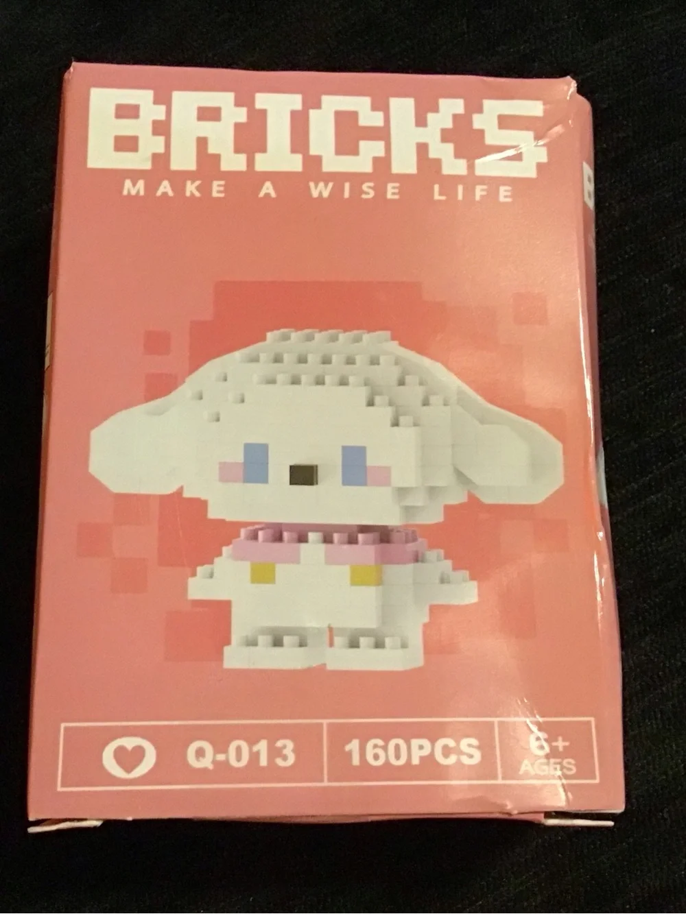 BRICKS White Pixel Bunny Figure - Pink Packaging
